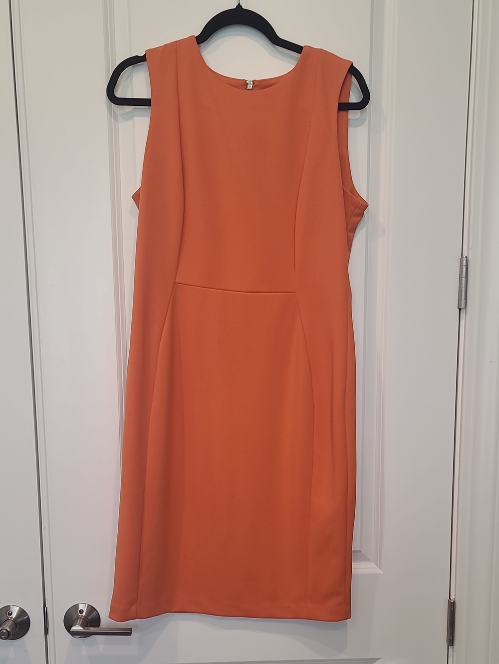 Calvin Klein Sleeveless Orange Midi Sheath Dress